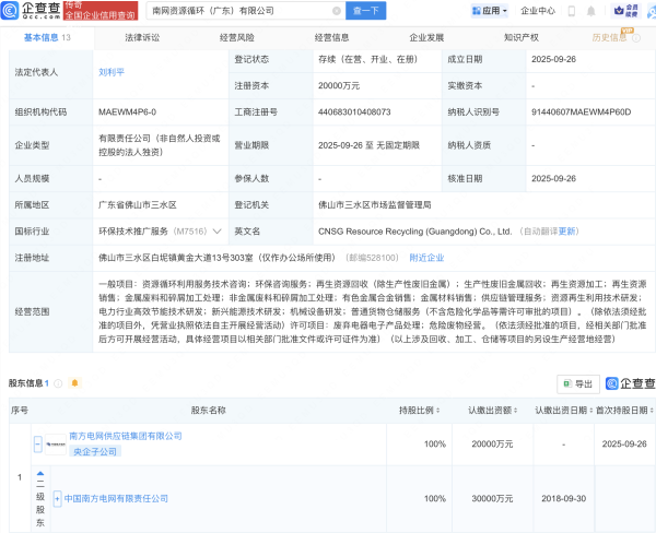 中国正规股票配资公司 中国南方电网在广东成立资源循环公司